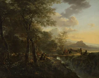 Italienische Landschaft mit einem Zeichner, ca. 1650-52
